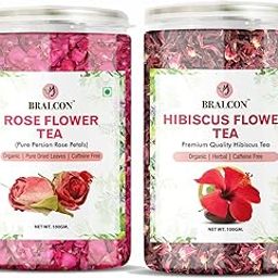 BRALCON Organic Herbal Tea Combo Pack- Hibiscus Flower Tea, Rose Flower Tea- 200g (100g x 2 Pack) | Caffeine Free| Premium Hibiscus Tea Leaves |use for Iced Tea, Cocktails|Improve Digestion| Rose Tea-image-60