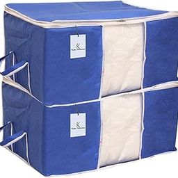 Kuber Industries Rectangular Non Woven Underbed Storage Organiser Set, Extra Large, Royal Blue, CTSN052, 65 x 33 x 47 cm, 2 Piece-11