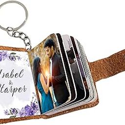 Flashing Click Customized Leather Photo Album Keychain - 12 To 24 Photos Thoughtful Gift Options For Various Occasions Couple, Birthday, Anniversary, Gifts, Family Keepsakes, Brown-picture-49