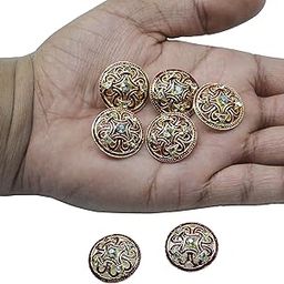 Craft Love Metal Zircon Button for Coat, Jacket, Blazer, Sherwani, Lehenga, Indo Western, Gown & Traditional Indian Ethnic Classy Buttons - Rust Free - Pack of 12 Piece (Size : 2 cm) (Maroon)-image-93