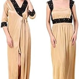 Satin Full Nighty with Robe - Pack of 2-image-106