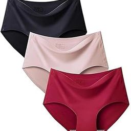 Women's/Girl's Ice Silk Seamless Mid Rise No Show Laser Cut Invisible Pants Smooth Stretch Women Hipster Pants for Women Daily Use (Pack of 3, Multicolor)-image-95