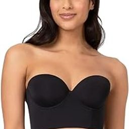 Low Back Strapless Push up Bandeau Lift Multi-Way Plus Size Bra with Removable Straps, Black/Beige Size 34A to 40D-image-9