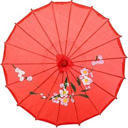 FancyDressWale Kids Size Japanese Chinese Umbrella for Wedding Parties, Photography, Costumes, Cosplay, Decoration and Other Events (Red)-image-60