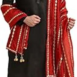 Men's Red Silk Gotta Patti Dupatta for Kurta/Sherwani/Achkan-image-11