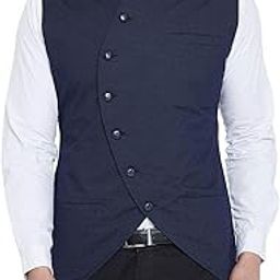 Blue Printed Cotton Waistcoat for Men(HYPM02474)-image-58