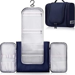 Hanging Toiletry Kit Bag Extra Large Capacity Travel Organizer Bags For Men And Women Durable Waterproof Nylon Makeup Bag For Toiletries,Cosmetics, Brushes (Dark Blue),W-11 Cm-image-54