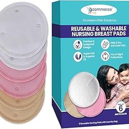 EcommerceHub™ Reusable Washable Nursing Breast Pads -6 Pcs Feeding Pads, Breast Milk Absorb Cotton Pad - Breastfeeding Nipple Pads for Maternity - Reusable Breast Pads for Breastfeeding Mom, Multicolor-image-17