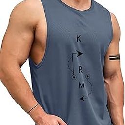AUSK Men Vest || Gym Tshirt for Men || Karma Printed Sleeveless Regular Fit T Shirt for Mens-picture-21
