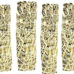 Indian White Sage Bundle 6inches 27 to 33 GMS - 4pcs Spiritual Smudge Stick Removes Negativity Green-image-52