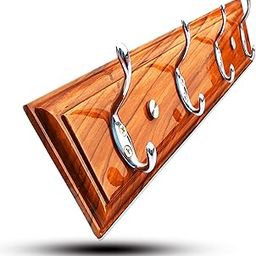 AelishqViila Wall Hook Hanger Wooden - Pretty Teak Wood & 4 Dual Pin | Decorative Heavy-Duty | Hooks Hangers for Hanging Cloth | Door HookHanger for Room Bathroom Kitchen Home-image-78