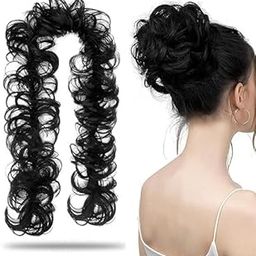 Messy Hair Frill Extension for Women & Girls – Voluminous Bun Scrunchie, Synthetic Hair Puff, Juda Hairpiece for Instant Hair Bun – Black, 1 Pc-image-47