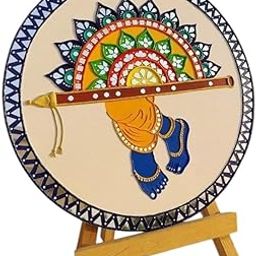 A.K World Traditional Lippan Art Wall Decor, Hand-Painted Mandala Design, hand-crafted art, room decor, home decor, Blue and Gold, pack of 1 (12 * 12)-image-58
