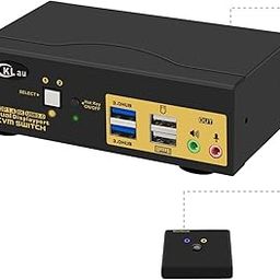 CKLau 2 Port USB 3.0 Dual Monitor KVM Switch Displayport 1.4 8K@30Hz 4K@144Hz with Audio and Cables for 2 Computers Support Hotkey Switching-16
