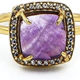 Amethyst Gold-Plated Adjustable Cushion Ring – Purple Gemstone Contemporary Jewelry-image-21