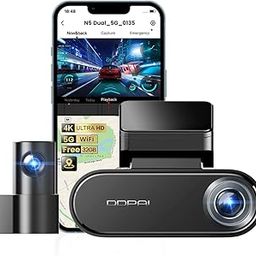 DDPAI 4K Car Dash Cam Front and Rear 2160P+1080P Dashcam Built-in 32G eMMC Voice Control ADAS 5G WiFi GPS G-Sensor with APP Control Night Vision 24 Hours Parking Monitor Support 512GB TF Card, N5 Dual-11