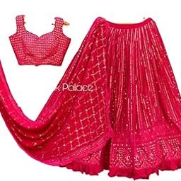 Women's Heavy Georgette Lehenga Choli Set with Dupatta(SF-ver7no Blue1 Free Size)-image-26