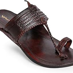 Men's Kolhapuri Chappal/Leather Slipper's/Ethnic Wear Handcrafted & Comfortable -RK-E45(Brown)-10-image-41