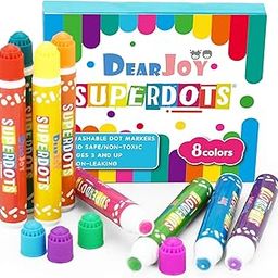 DearJoy Super Dot Markers Toddlers Kids 8 Colors Jumbo 20ml Water Based Non Toxic Fun Preschool Crafts Art Supplies Washable (Multicolor)-15