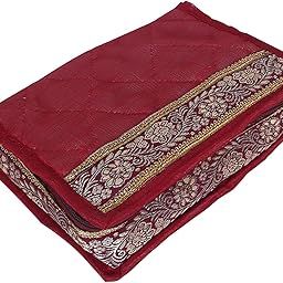 Kuber Industries Jewellery Kit | Cotton Maroon Lace Jewellery Storage Kit | 6 Pouch Travel Organizer for woman | Cosmetic Kit for Necklace | Rings | Bracelet | Maroon-image-5