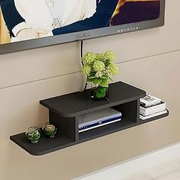 Dime Store Setup Box Stand/Set Top Box Stand Wall Mount for Home Wall Shelf for Holding Speakers WiFi Router Game Console Remote Streaming Device (Black, Standard)-20