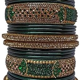 MUZAFFARPUR FAMOUS LAH-LAC LAHTHI (BANGLE) GREEN COLOUR DULAHAN SET FOR WOMEN'S PACK OF-18-37