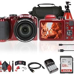 Kodak Pixpro AZ405 Digital Camera in Red (AZ405RD) Bundle Including: 128 GB Memory Card, Rechargeable Batteries, Case, Flexible Tripod, Neck Strap, Lens Caps, Full Cleaning Kit, More Accessories-picture-5