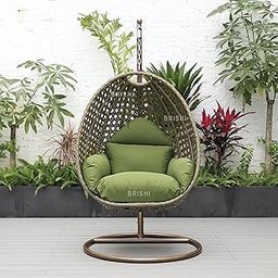 BRISHI Single Seater Swing with Stand for Adult/Outdoor/Indoor/Balcony/Garden/Patio/Hanging Jhula for Home- Brown (Dark Green)-image-17