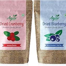 Agile Organic® Dried Berries Combo 300g (Non-GMO Cranberries 150g & Dried Blueberries 150g) - Berries Mix | Healthy Snacks | Mixed Berries-image-30