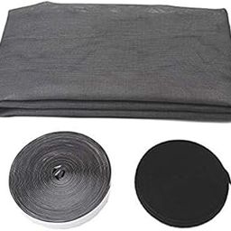 Store2508 Heavy Quality 120 GSM PVC Coated FIBREGLASS Window Insect Mosquito Mesh Net Screen with Hook & Loop Tape for Installation (Grey, 150 x 200 Cm)-1
