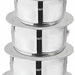 Steel Heavy Induction Patila Set with LID | Set of 5 Pcs – Silver | & | Stainless Steel Capsule Bottom Heavy Induction Patila with LID for Home (24 cm D)-picture-28