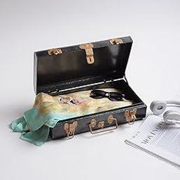 Elan Vintage Style Buxa Modern Metal Long Trunk Box, Storage Box, Decorative Box For Gift - Antique Black (Rectangular)-12