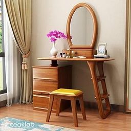 Teak Lab Modern Dressing Table with Stool | 14075-picture-7