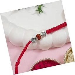 Rudraksha Beads Rakhi With Roli Chawal & Rakshabandhan Card for Men/Bro/Brother (R339)-image-63