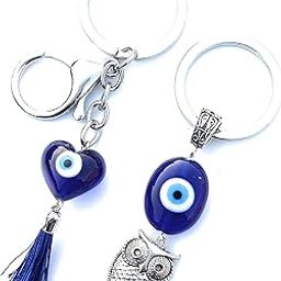 (Pack of 2) Evil Eye Keychain Key Ring for Women Men Car home Good Luck prosperity negative energy removal Lucky Charm Protection DIY Key Chains Ring-image-86