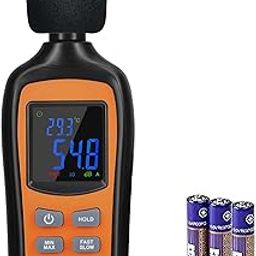 Decibel Meter,Digital Sound Level Meter Portable SPL Meter,35dB to 135dB Temperature Function,Noise Meter with A-Weighted [MAX/MIN Fast/Slow Data Hold], Use for Home, Noisy Neighbor, Factory-27