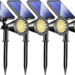 KEV 800 Lumens Solar Spot Lights Outdoor,4 Pack 18 LEDs Solar Flood Lights with 2 Modes &Adjustable &IPX65 Waterproof,Solar Spotlight for Driveway/Backyard/Patio Landscape/Tree/Garage(Warm White)-image-59