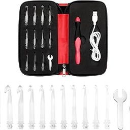 jiingekk LED Crochet Hook Set with 11 Size Interchangeable Hook Head 2.5mm-8.0mm for Beginner Adult Knitting Crocheting Project-image-9