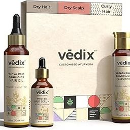 Vedix Customized Hair Fall Control Regimen For Dry/Scalp & Curly Hair - 3 Product Kit - Hair Oil - Shampoo - Vithan Pro Hair Growth Serum-15