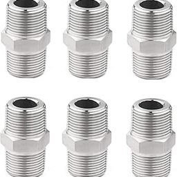 NEW WARE® CP Hex Nipple 1/2 Inch to 1/2 Inch Male Threaded SS for connecting two Threaded Pipes or fittings (Pack of 6)-image-57