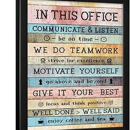 Chaka Chaundh Engineered Wood Office Rules Wall Decor - Motivational Quotes Wall Frame for Business - (14 X 11 Inches)-picture-3