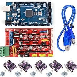 R&D RAMPS 1.4 3D Printer controller & Mega2560 with cable compatible with 5Pcs Drv8825 Driver with heat sink Kit-20