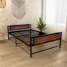 Homdec Cygnus Space Saving Folding Metal Bed with Collapsible Sturdy Steel Bed Frame, Pre-Assembled. (Black, Double)-image-62