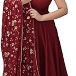 Women's Solid Georgette Gown with Dupatta Wear and Dupatta Set Long Dress, Latest Georgette Long Anarkali Gown Set for Women-image-69