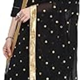 Women's Chiffon Gold Embroidered Black Dupatta-46