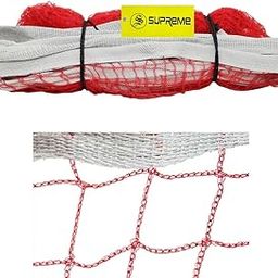 Supreme Badminton Net All Nylon Thick (Pack of 1) Badminton Net (Red)-picture-0