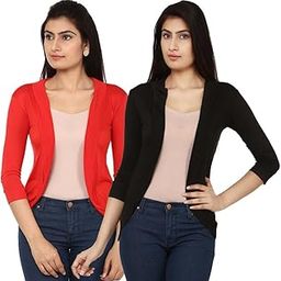 Women's Viscose/Modal Three Fourth Sleeve Shrugs, Summer Shrugs-Pack of Three-32