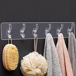 Boniry Acrylic 1 Pcs 6-in-1 Self Adhesive Heavy Duty Wall Hook - No Drilling for Bathroom, Shower, Kitchen | Waterproof Transparent Hooks for Easy Installation-25