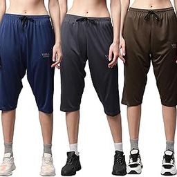 Dryfit Lycra Solid Capri for Women (Pack of 3)-Dryfit_D13_BLU_Gry_L.Gry_003-P-picture-10