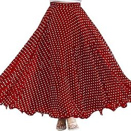 Women's Polka Dot Georgette Ethnic Maxi Skirt, High Waist, Flared, Elegant Design-image-2